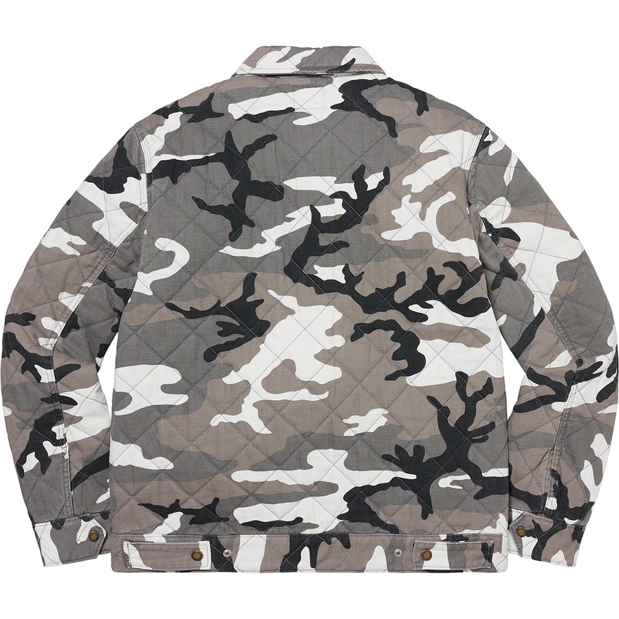 Details on Supreme Dickies Quilted Work Jacket Grey Camo from fall winter 2021 (Price is $168)