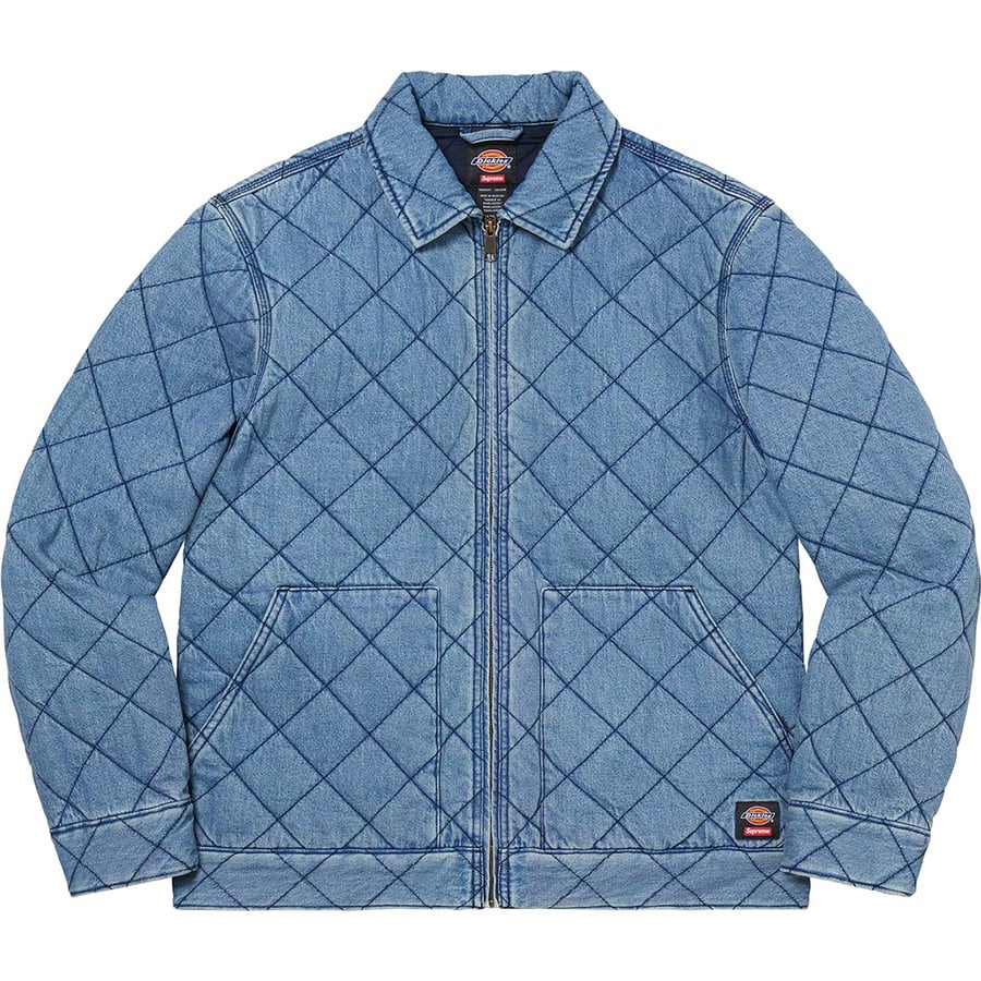 Details on Supreme Dickies Quilted Work Jacket Denim from fall winter
                                                    2021 (Price is $168)