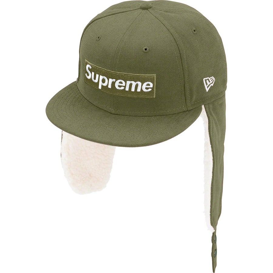 Details on Earflap Box Logo New Era Olive from fall winter
                                                    2021 (Price is $68)