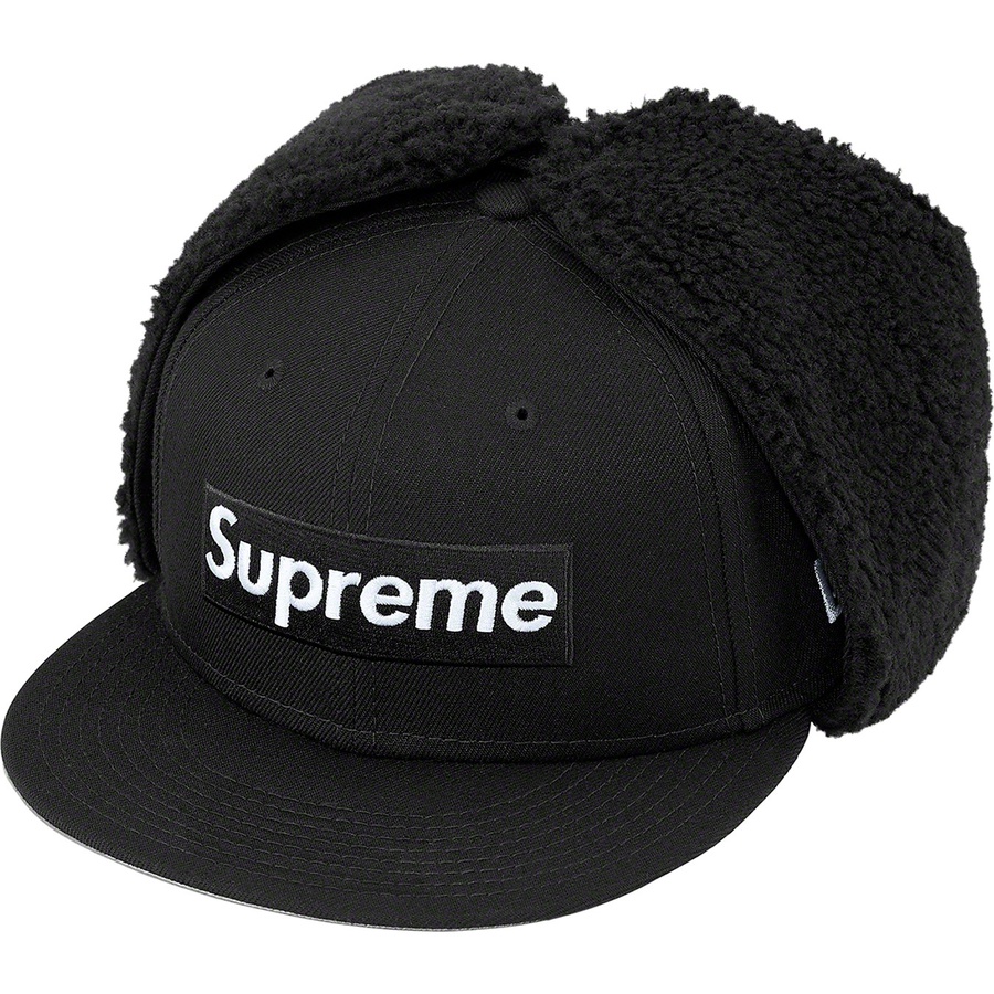 Details on Earflap Box Logo New Era Black from fall winter 2021 (Price is $68)