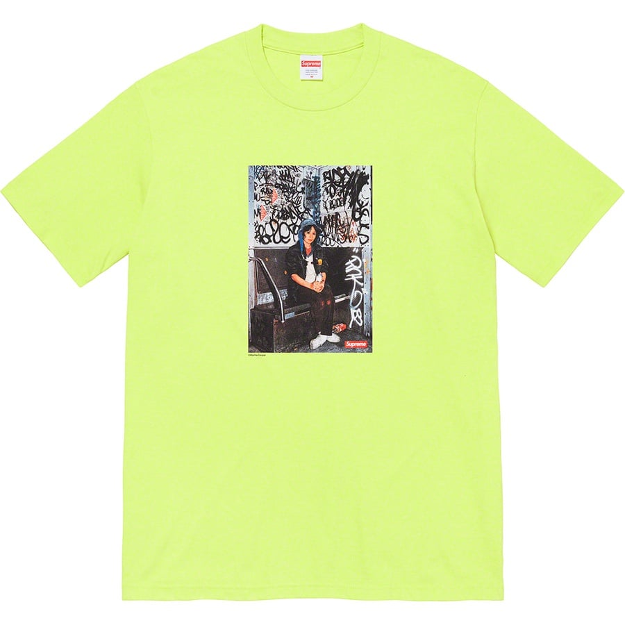 Details on Lady Pink Supreme Tee Neon Green from fall winter 2021 (Price is $44)