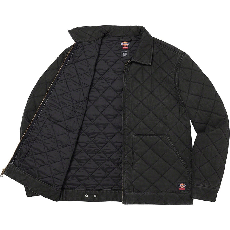 Details on Supreme Dickies Quilted Work Jacket Black from fall winter 2021 (Price is $168)