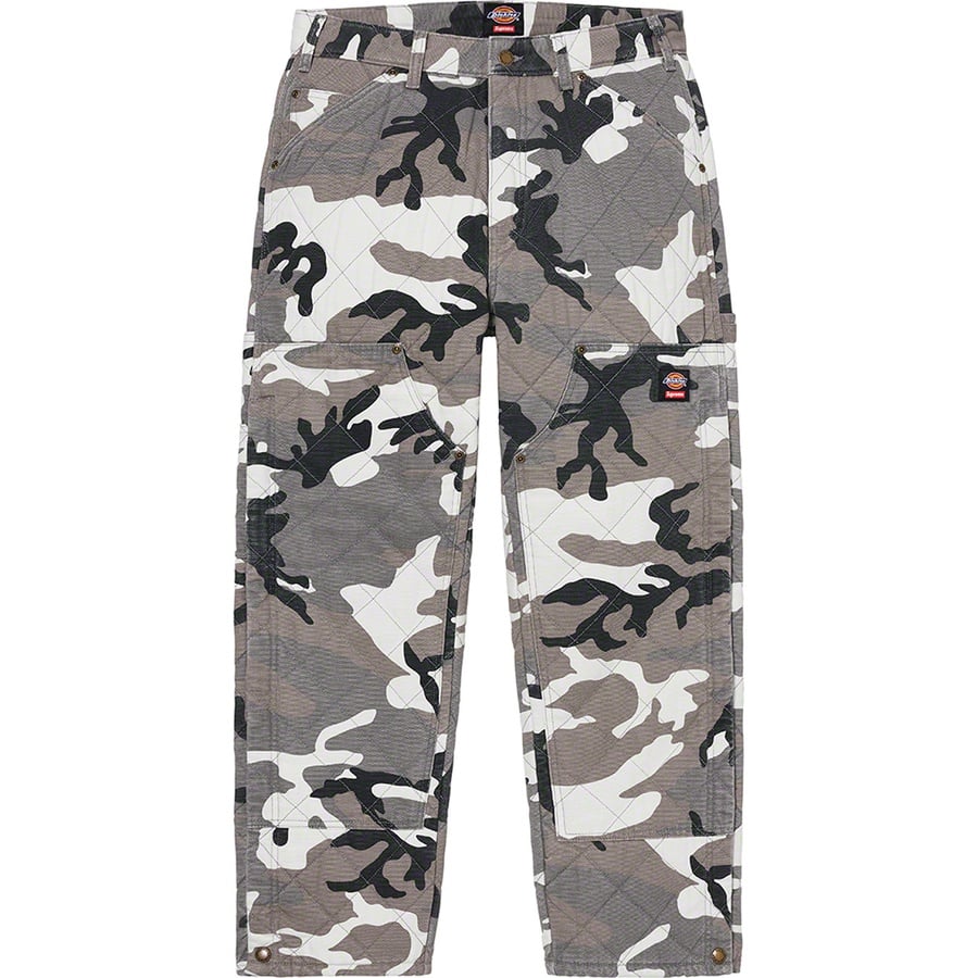 Details on Supreme Dickies Quilted Double Knee Painter Pant Grey Camo from fall winter
                                                    2021 (Price is $168)