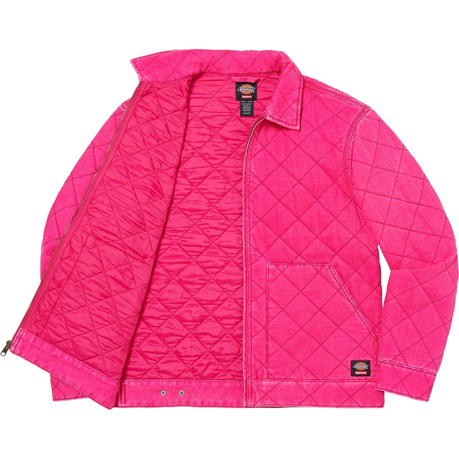 Details on Supreme Dickies Quilted Work Jacket Pink from fall winter
                                                    2021 (Price is $168)