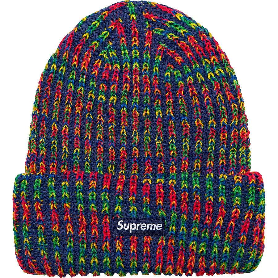 Details on Rainbow Knit Loose Gauge Beanie Navy from fall winter
                                                    2021 (Price is $38)