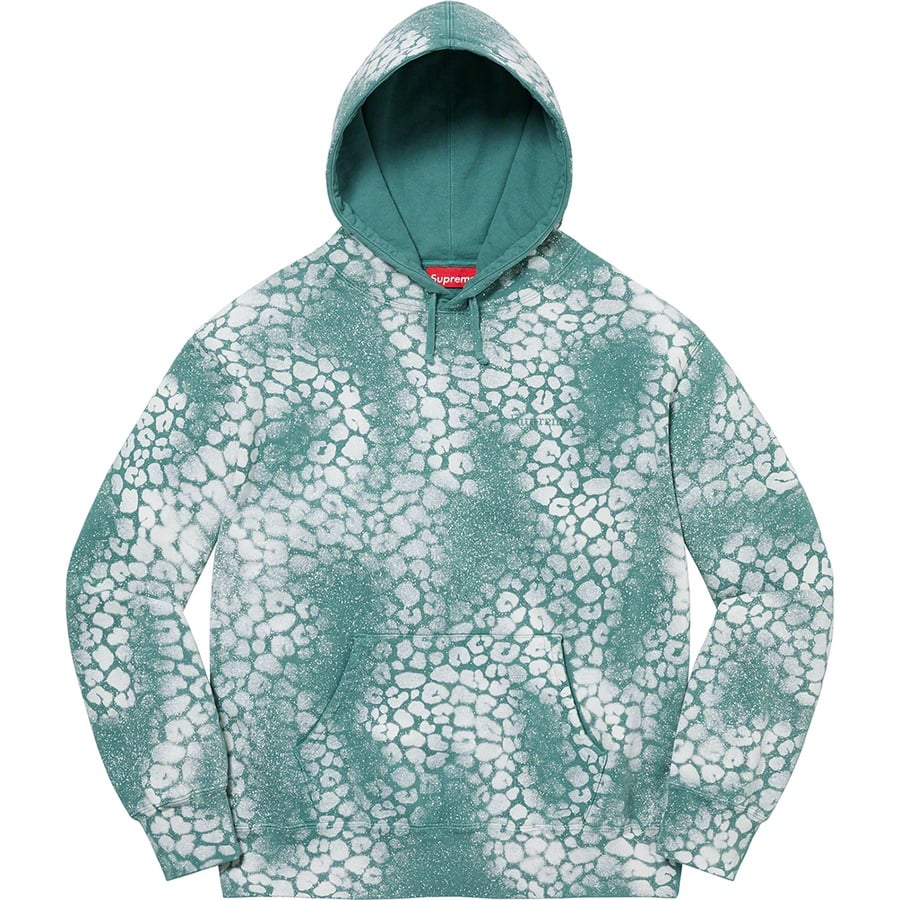 Details on Bleached Leopard Hooded Sweatshirt Dusty Teal from fall winter
                                                    2021 (Price is $188)