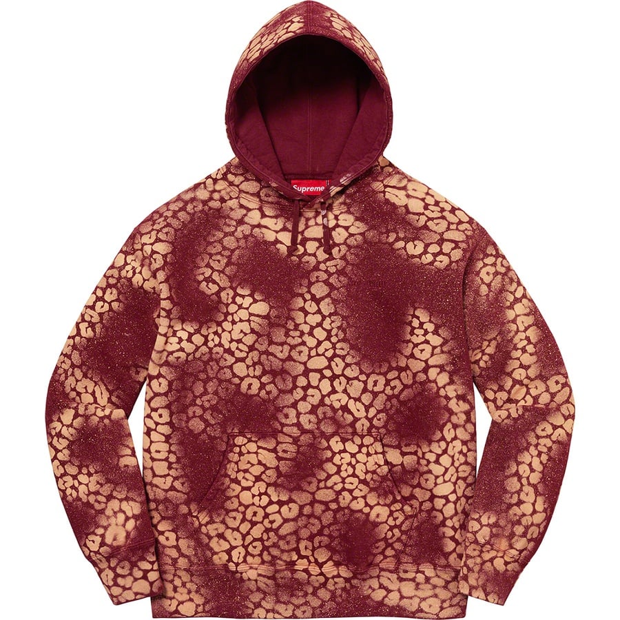 Details on Bleached Leopard Hooded Sweatshirt Cardinal from fall winter
                                                    2021 (Price is $188)