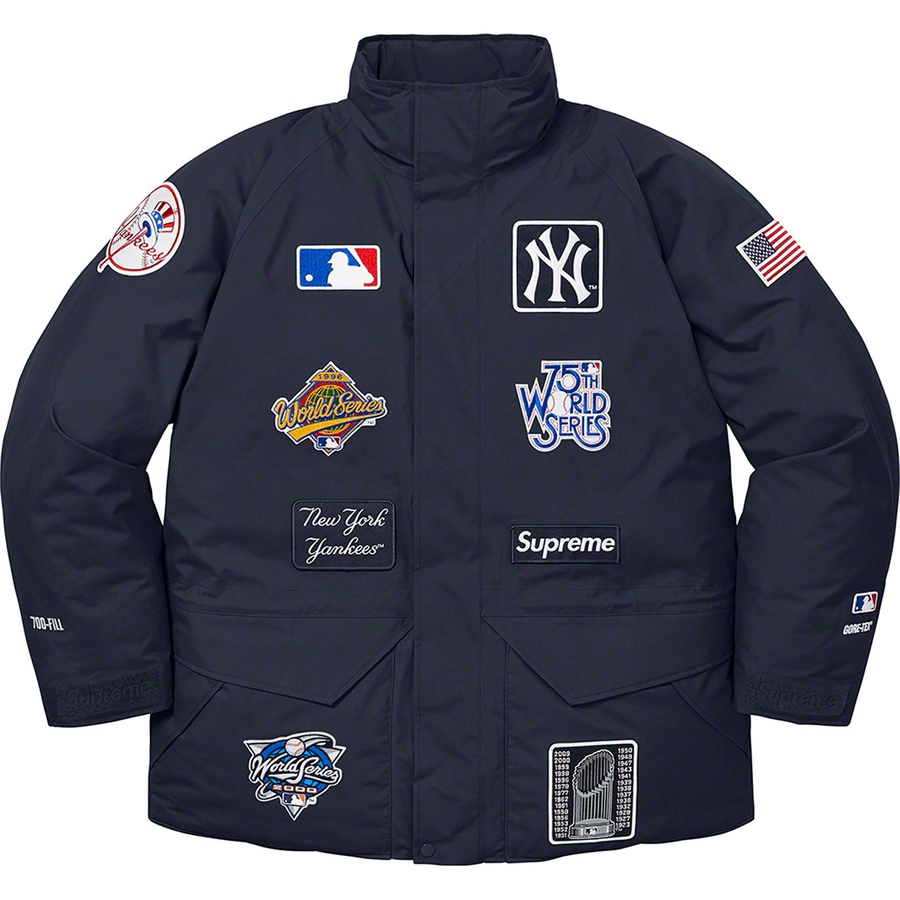 Details on Supreme New York Yankees™ GORE-TEX 700-Fill Down Jacket Navy from fall winter
                                                    2021 (Price is $668)