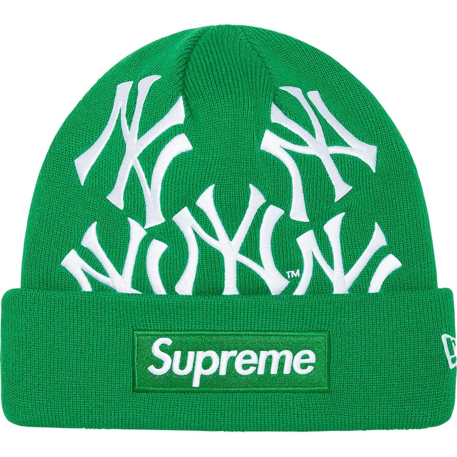 Details on Supreme New York Yankees™ New Era Box Logo Beanie Green from fall winter
                                                    2021 (Price is $68)