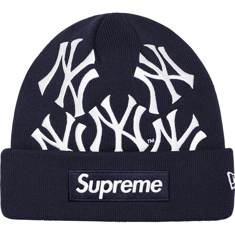 Details on Supreme New York Yankees™ New Era Box Logo Beanie Navy from fall winter
                                                    2021 (Price is $68)