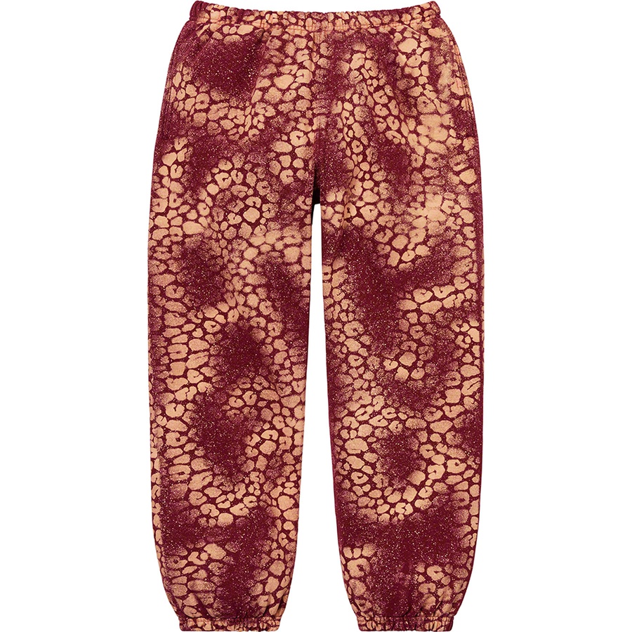 Details on Bleached Leopard Sweatpant Cardinal from fall winter
                                                    2021 (Price is $188)