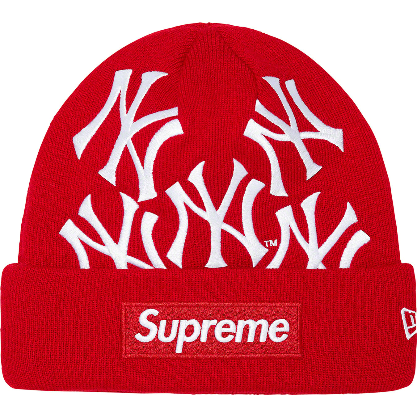 Supreme X New York Yankees X New Era Box Logo Beanie - Red