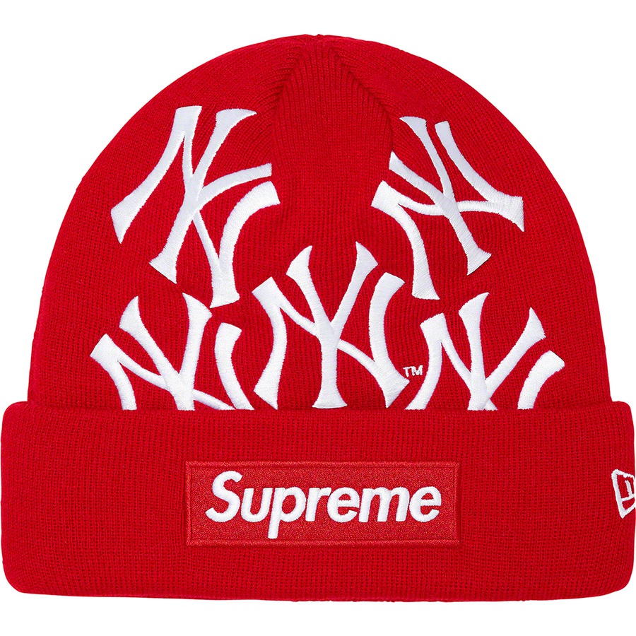 Details on Supreme New York Yankees™ New Era Box Logo Beanie Red from fall winter
                                                    2021 (Price is $68)