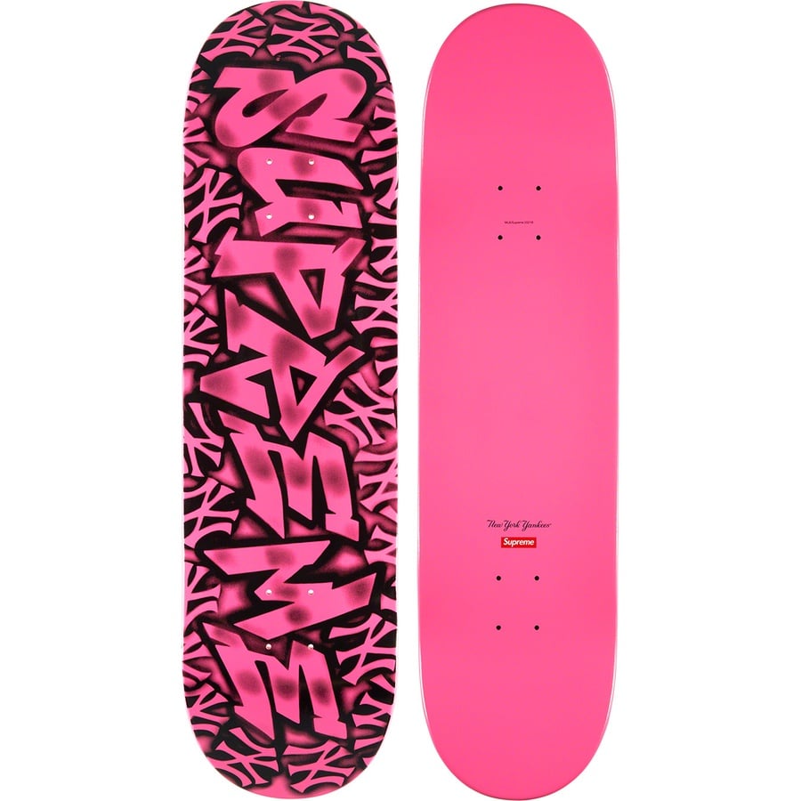 Details on Supreme New York Yankees™ Airbrush Skateboard Pink - 8.5" x 32.25" from fall winter 2021 (Price is $68)