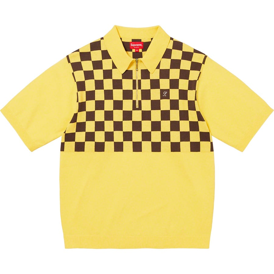 Details on Checkerboard Zip Polo Yellow from spring summer
                                                    2022 (Price is $118)
