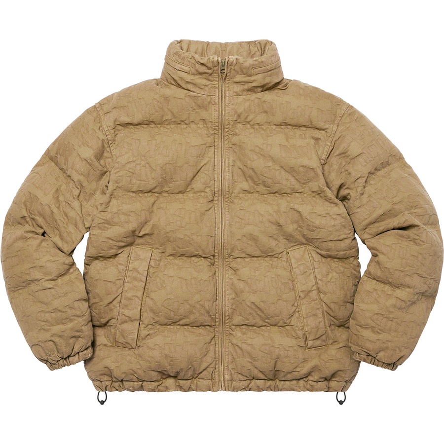 Details on Fat Tip Jacquard Denim Puffer Jacket Olive from spring summer 2022 (Price is $348)