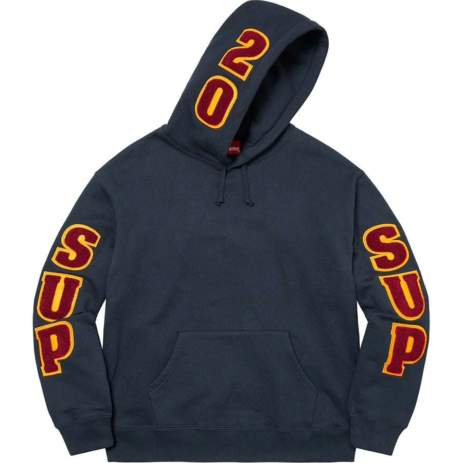 Details on Supreme Team Chenille Hooded Sweatshirt Navy from spring summer
                                                    2022 (Price is $178)