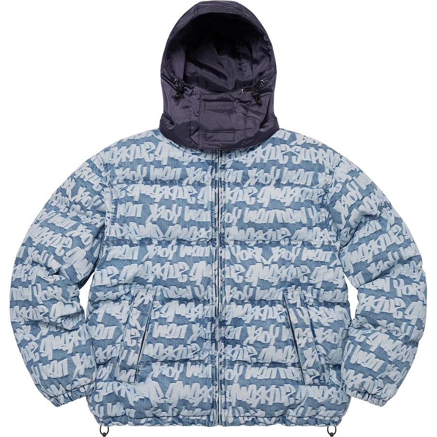 Details on Fat Tip Jacquard Denim Puffer Jacket Blue from spring summer
                                                    2022 (Price is $348)