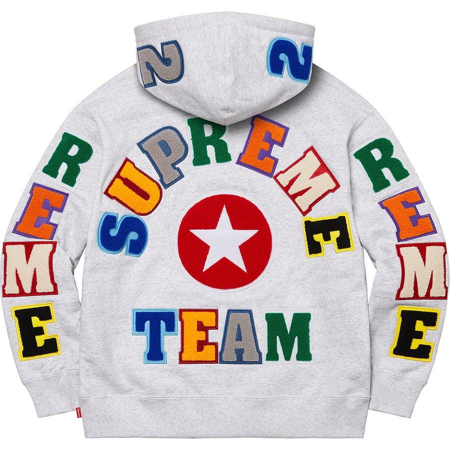 Details on Supreme Team Chenille Hooded Sweatshirt Ash Grey from spring summer
                                                    2022 (Price is $178)