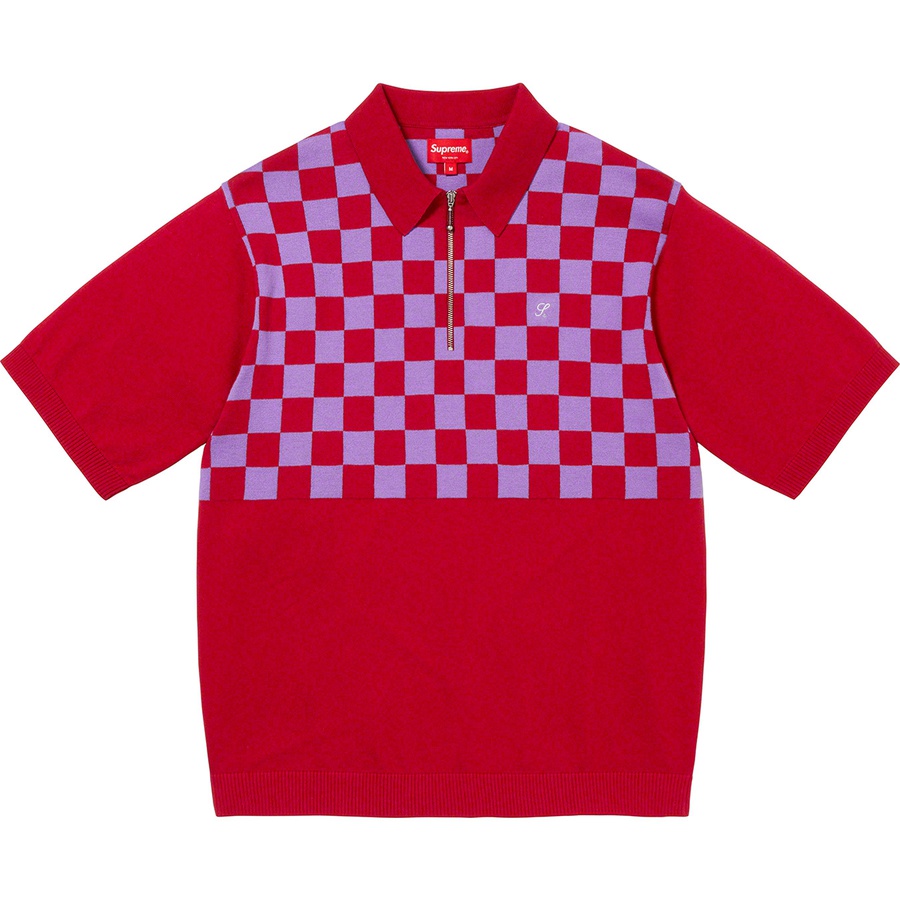 Details on Checkerboard Zip Polo Red from spring summer 2022 (Price is $118)