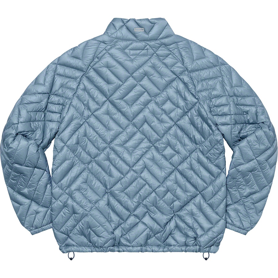 Details on Spellout Quilted Lightweight Down Jacket Slate from spring summer
                                                    2022 (Price is $248)