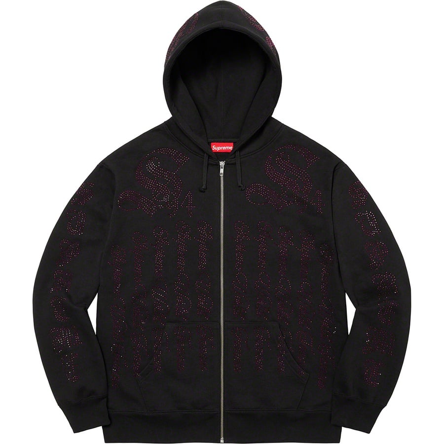 Details on Rhinestone Zip Up Hooded Sweatshirt Black from spring summer
                                                    2022 (Price is $178)