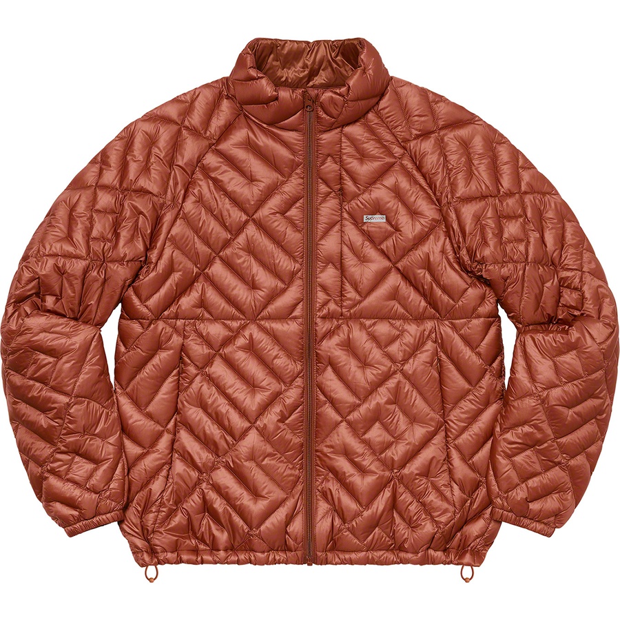 Details on Spellout Quilted Lightweight Down Jacket Rust from spring summer 2022 (Price is $248)