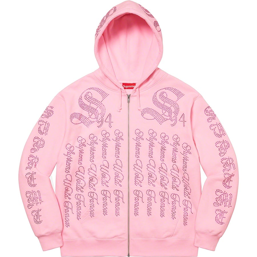Details on Rhinestone Zip Up Hooded Sweatshirt Light Pink from spring summer 2022 (Price is $178)