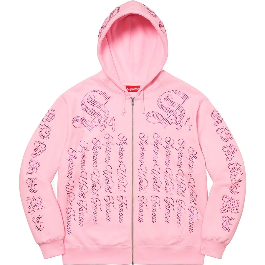 Details on Rhinestone Zip Up Hooded Sweatshirt Light Pink from spring summer
                                                    2022 (Price is $178)