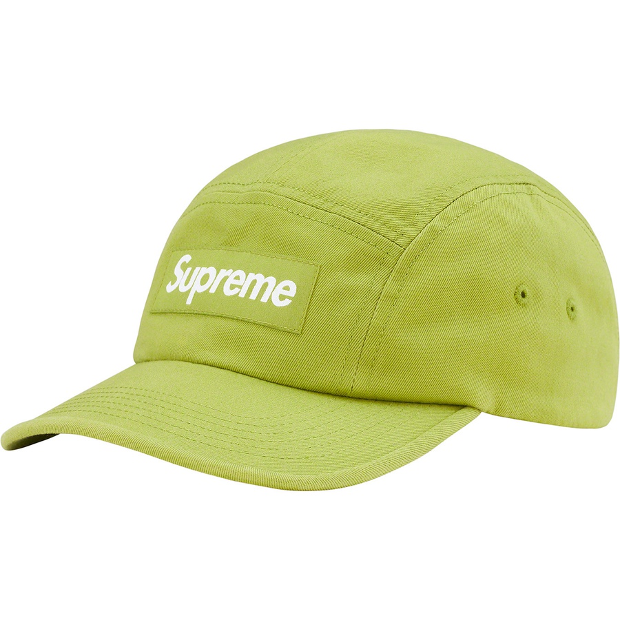 Details on Washed Chino Twill Camp Cap Dark Lime from spring summer 2022 (Price is $48)