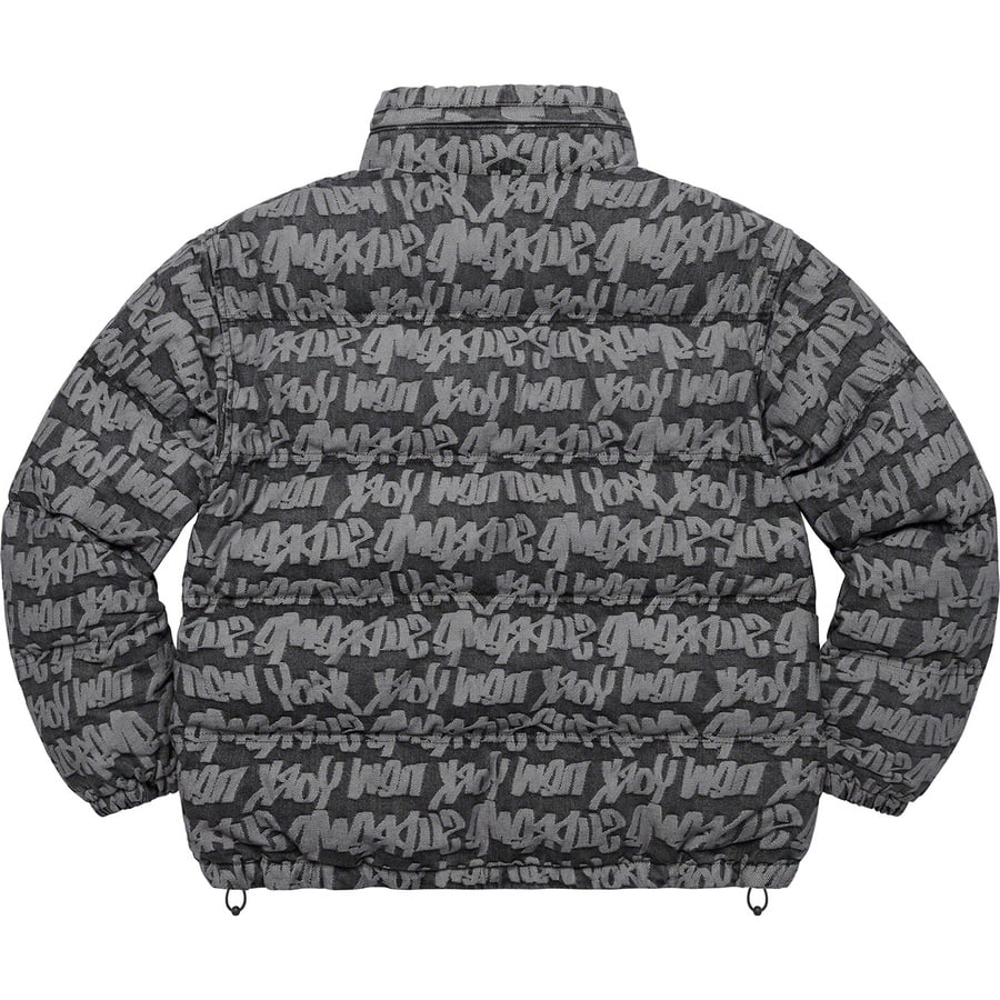 Details on Fat Tip Jacquard Denim Puffer Jacket Black from spring summer 2022 (Price is $348)