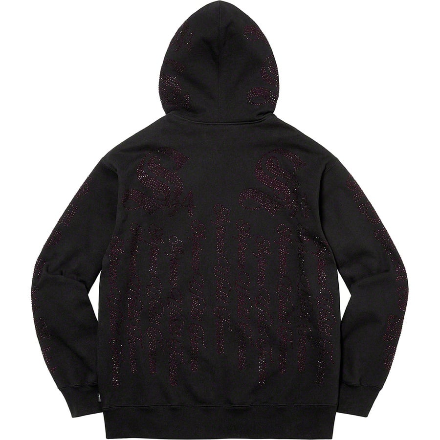 Details on Rhinestone Zip Up Hooded Sweatshirt Black from spring summer
                                                    2022 (Price is $178)