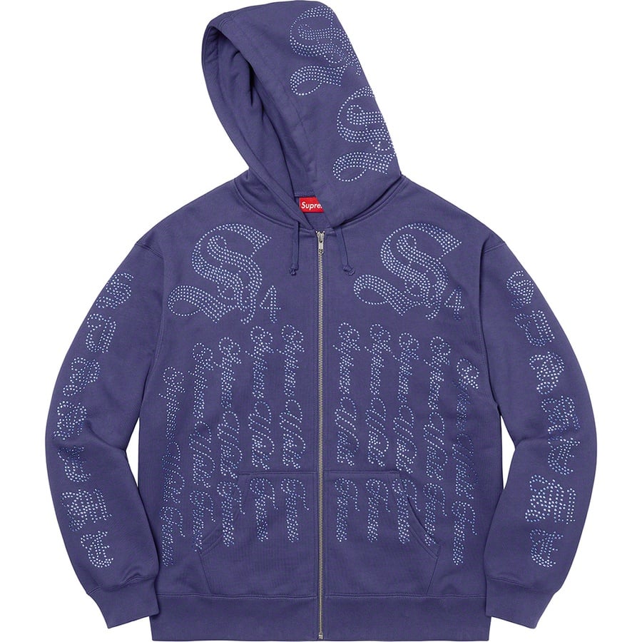 Details on Rhinestone Zip Up Hooded Sweatshirt Washed Navy from spring summer
                                                    2022 (Price is $178)