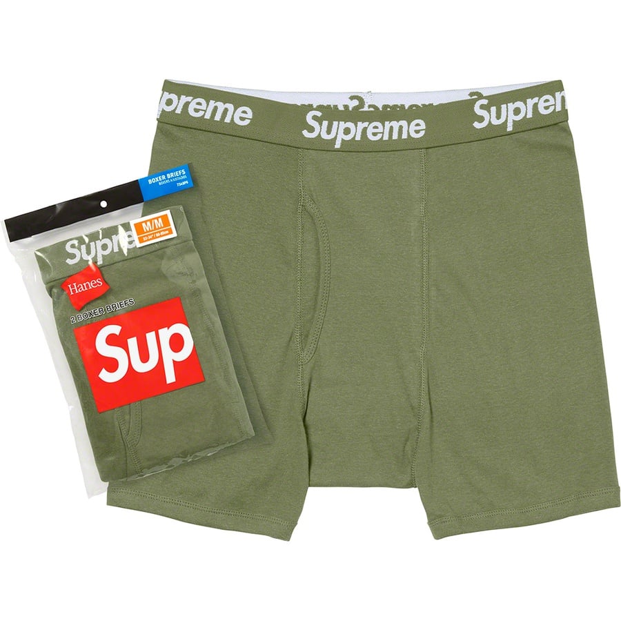 Details on Supreme Hanes Boxer Briefs (2 Pack) Olive from spring summer 2022 (Price is $30)