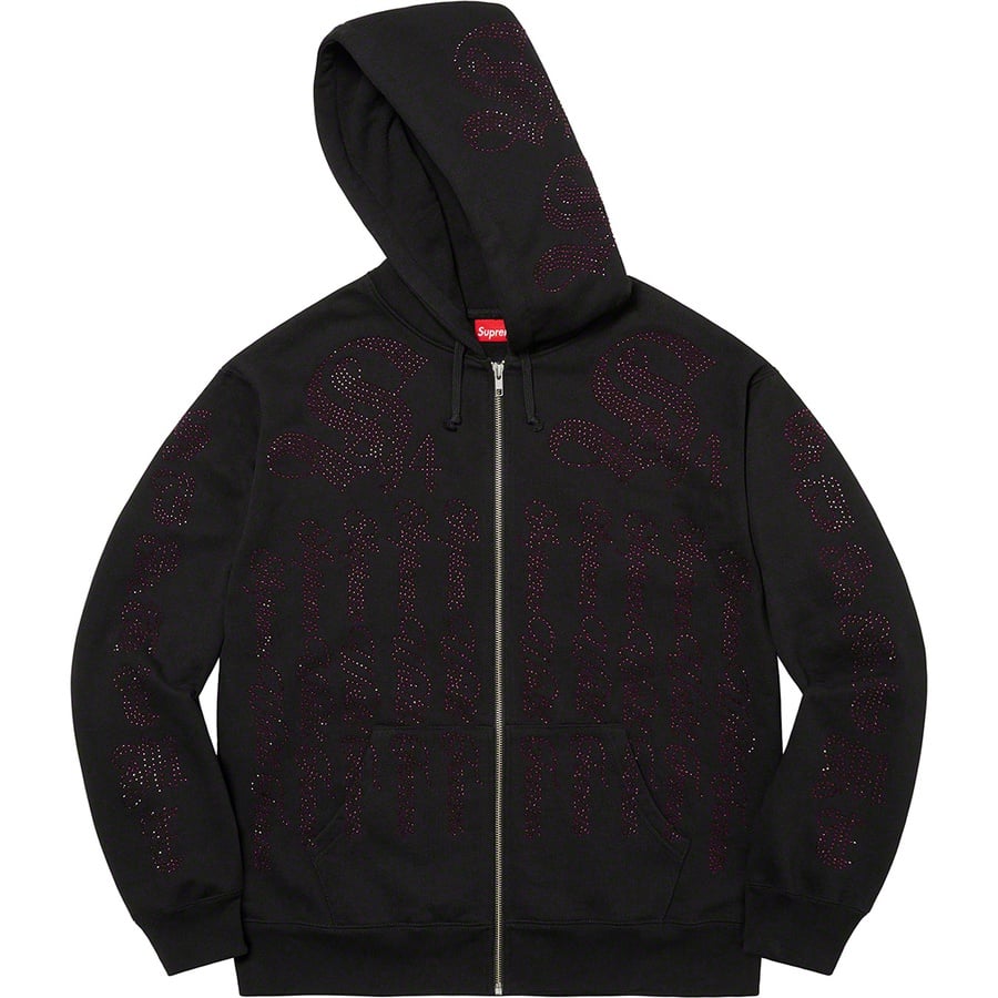 Details on Rhinestone Zip Up Hooded Sweatshirt Black from spring summer
                                                    2022 (Price is $178)