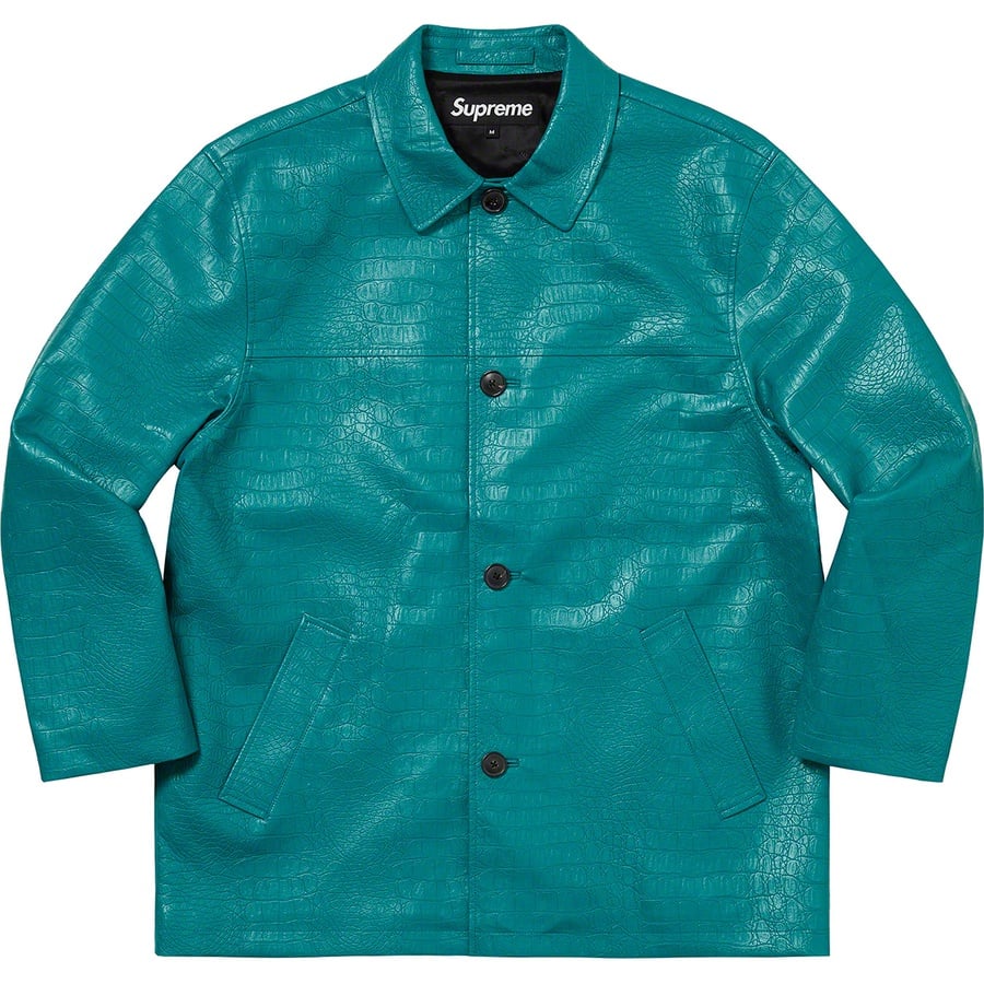 Details on Faux Croc Car Coat Teal from spring summer 2022 (Price is $288)