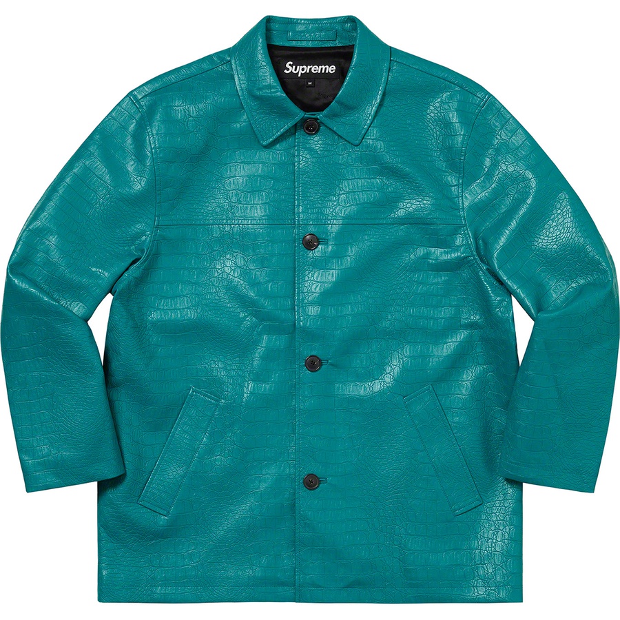 Details on Faux Croc Car Coat Teal from spring summer
                                                    2022 (Price is $288)