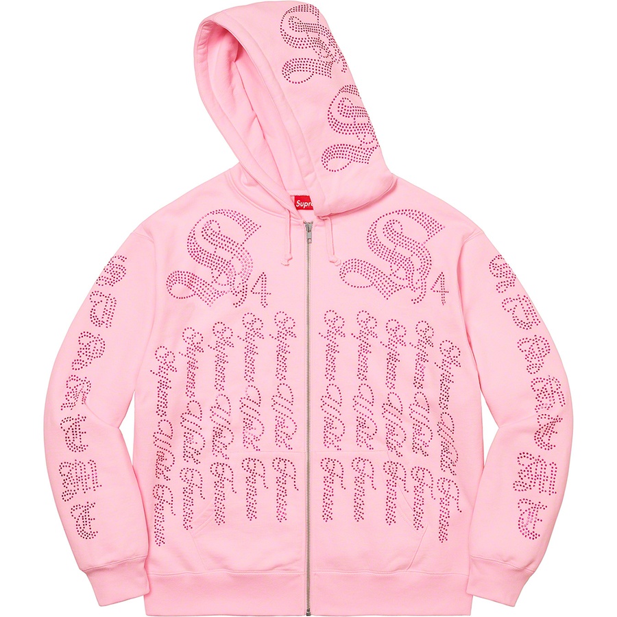 Details on Rhinestone Zip Up Hooded Sweatshirt Light Pink from spring summer
                                                    2022 (Price is $178)