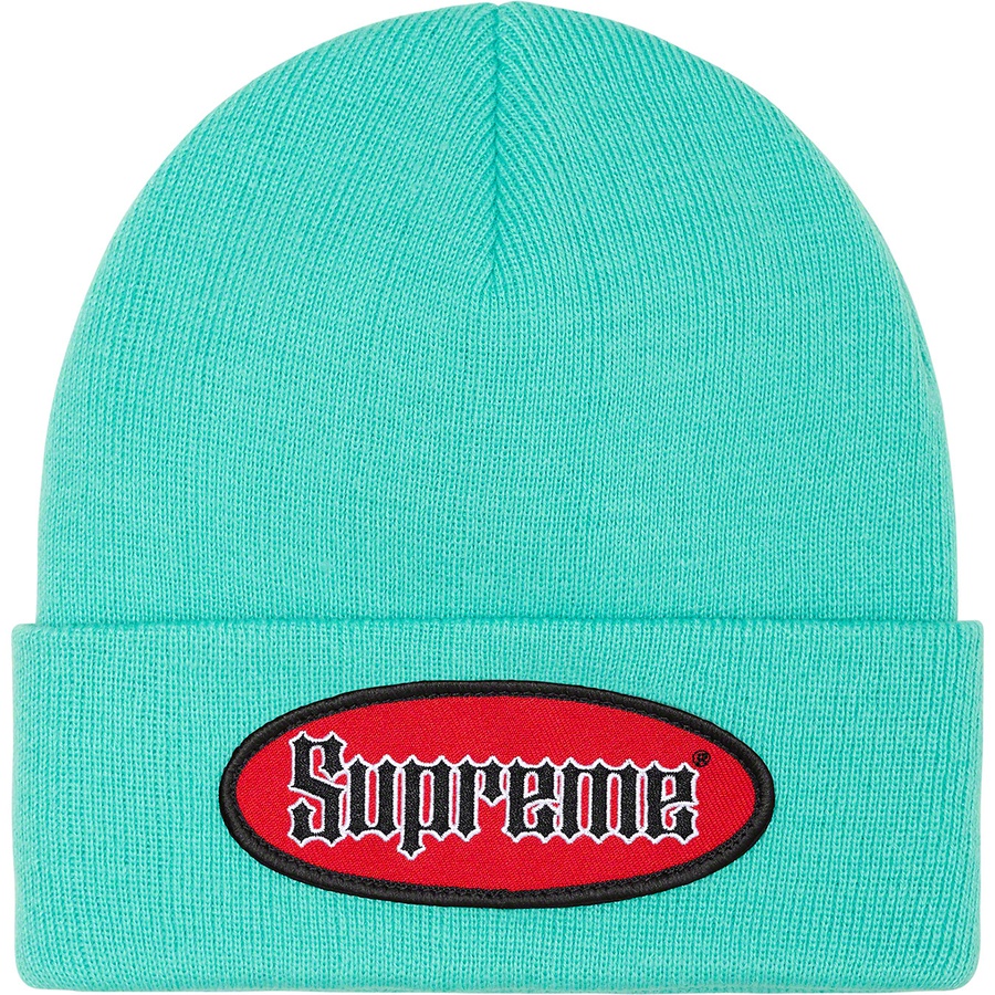 Details on Oval Patch Beanie Turquoise from spring summer
                                                    2022 (Price is $38)