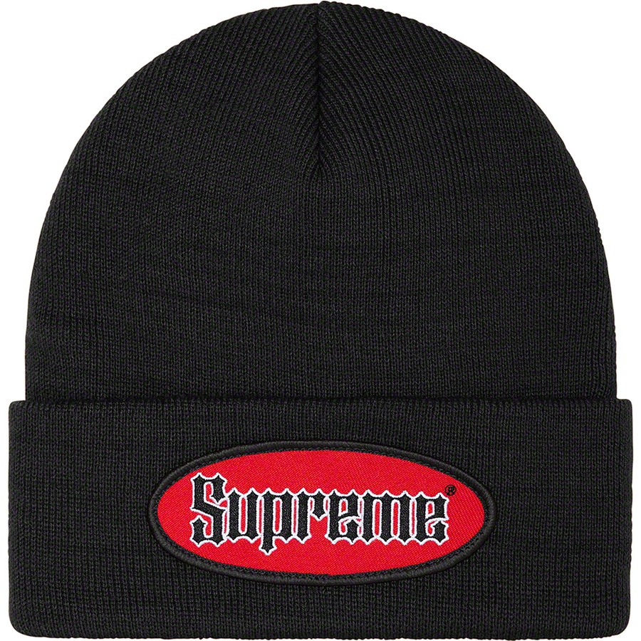 Details on Oval Patch Beanie Black from spring summer 2022 (Price is $38)