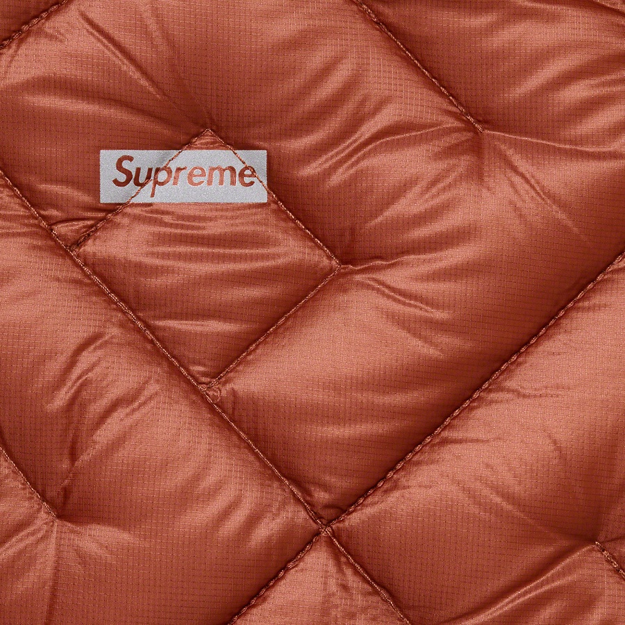 Details on Spellout Quilted Lightweight Down Jacket Rust from spring summer
                                                    2022 (Price is $248)