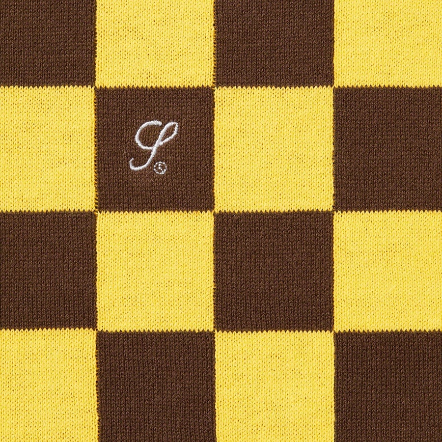 Details on Checkerboard Zip Polo Yellow from spring summer
                                                    2022 (Price is $118)