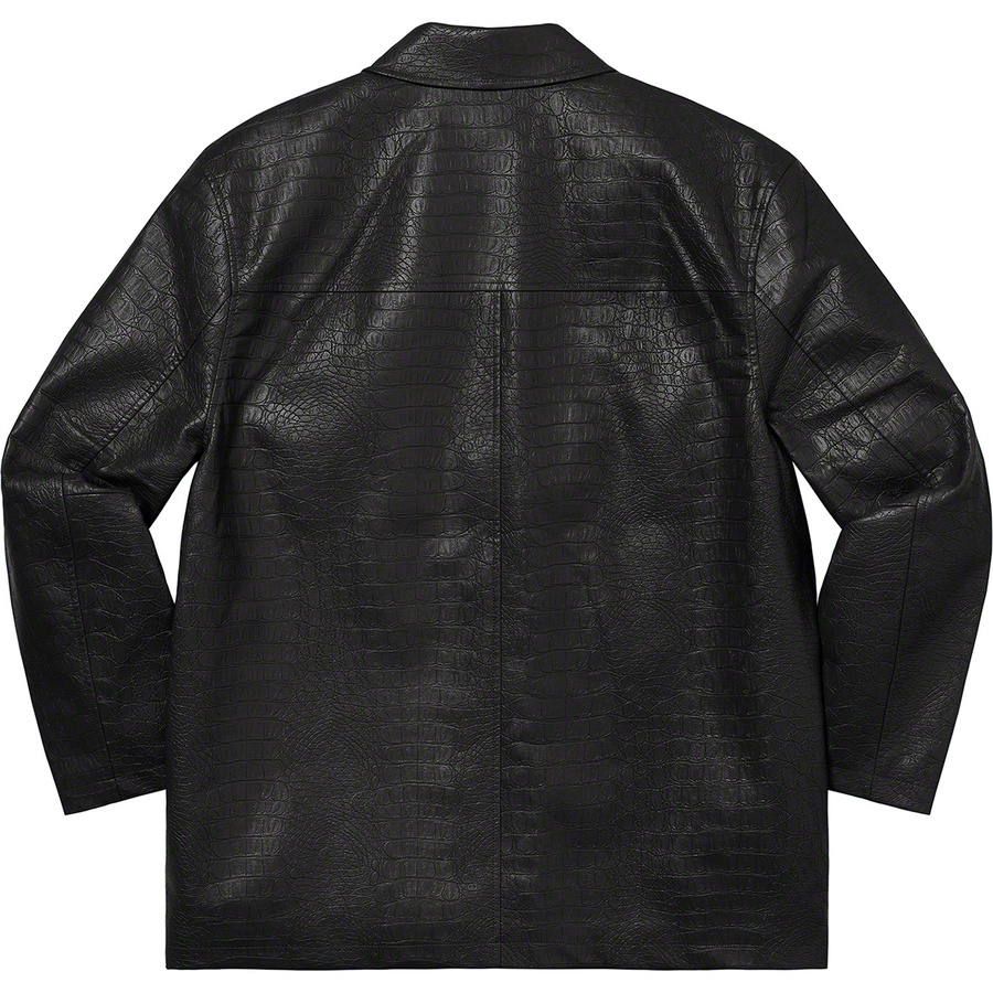 Details on Faux Croc Car Coat Black from spring summer 2022 (Price is $288)