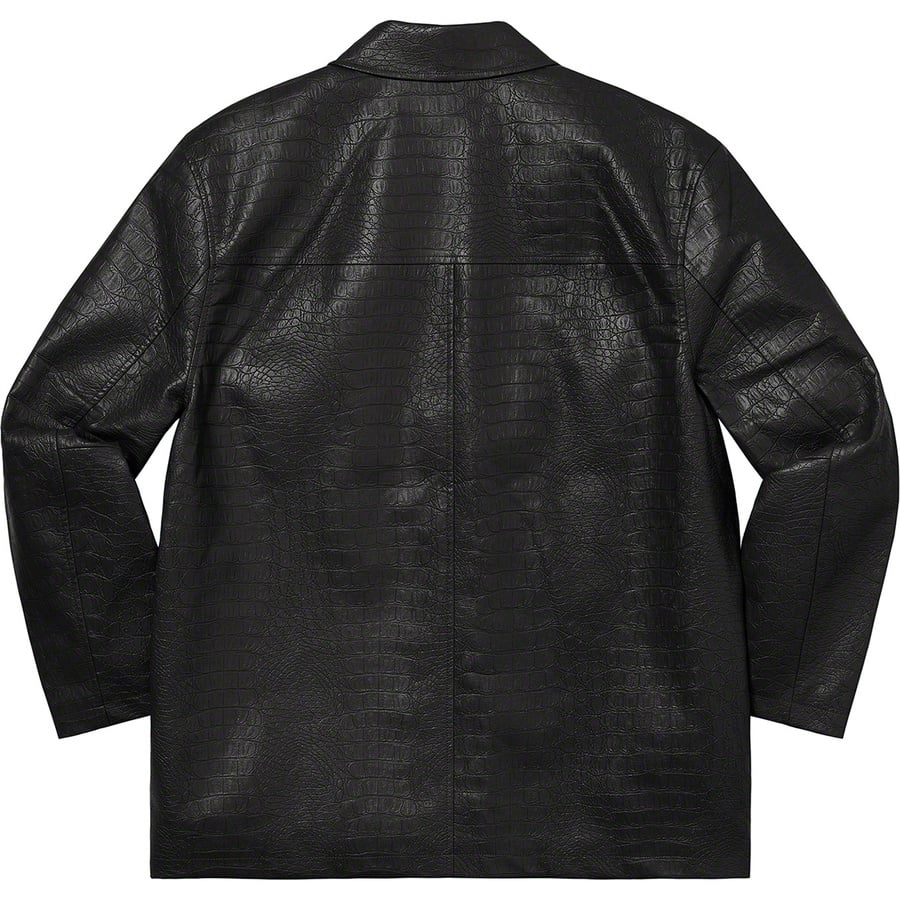 Details on Faux Croc Car Coat Black from spring summer
                                                    2022 (Price is $288)