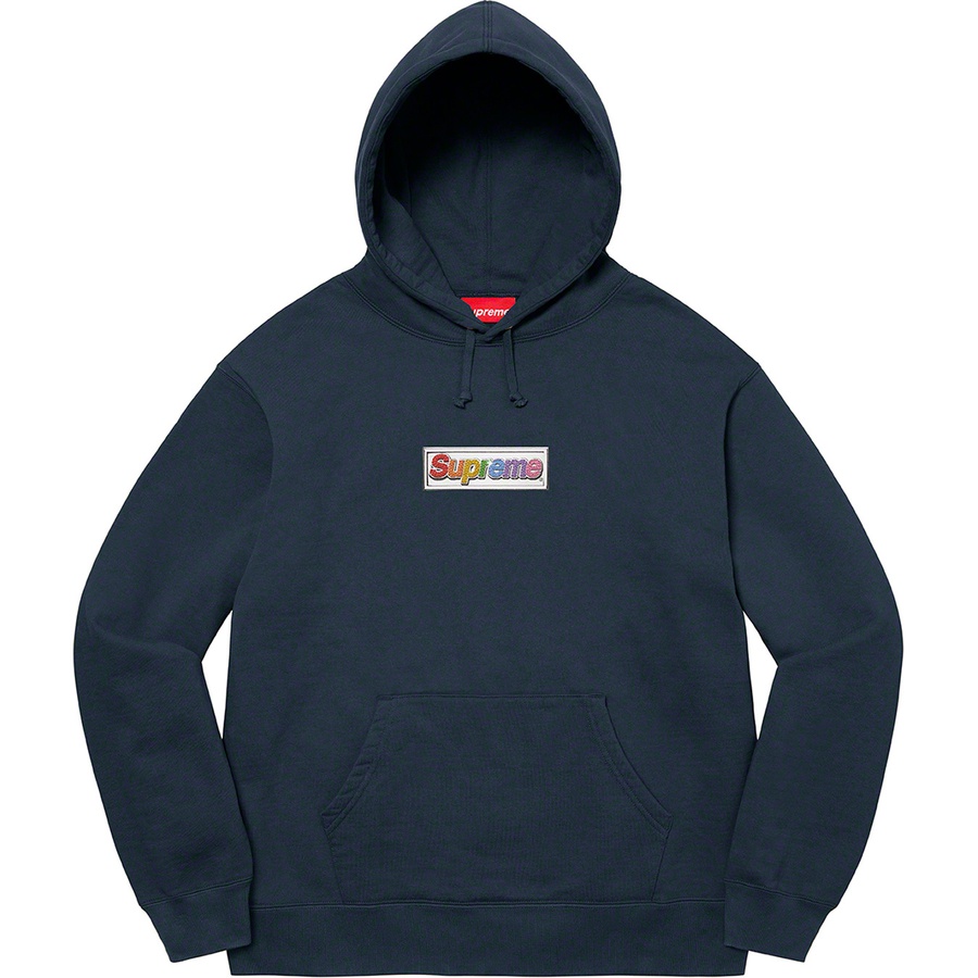 Supreme Bling Box Logo Hooded Sweatshirt (SS22) - Navy - $158