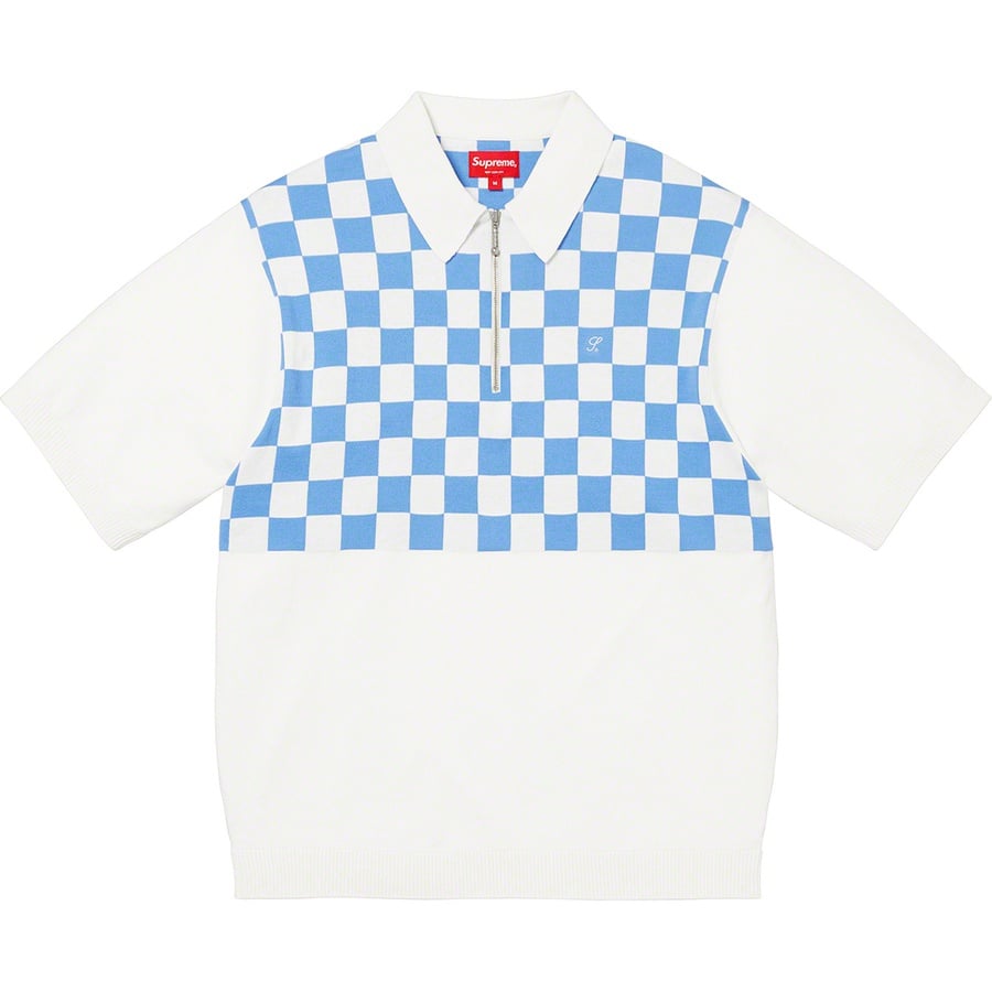 Details on Checkerboard Zip Polo White from spring summer
                                                    2022 (Price is $118)