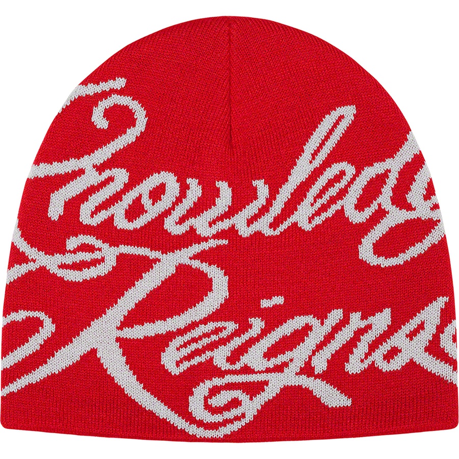 Details on Knowledge Reigns Beanie Red from spring summer 2022 (Price is $40)