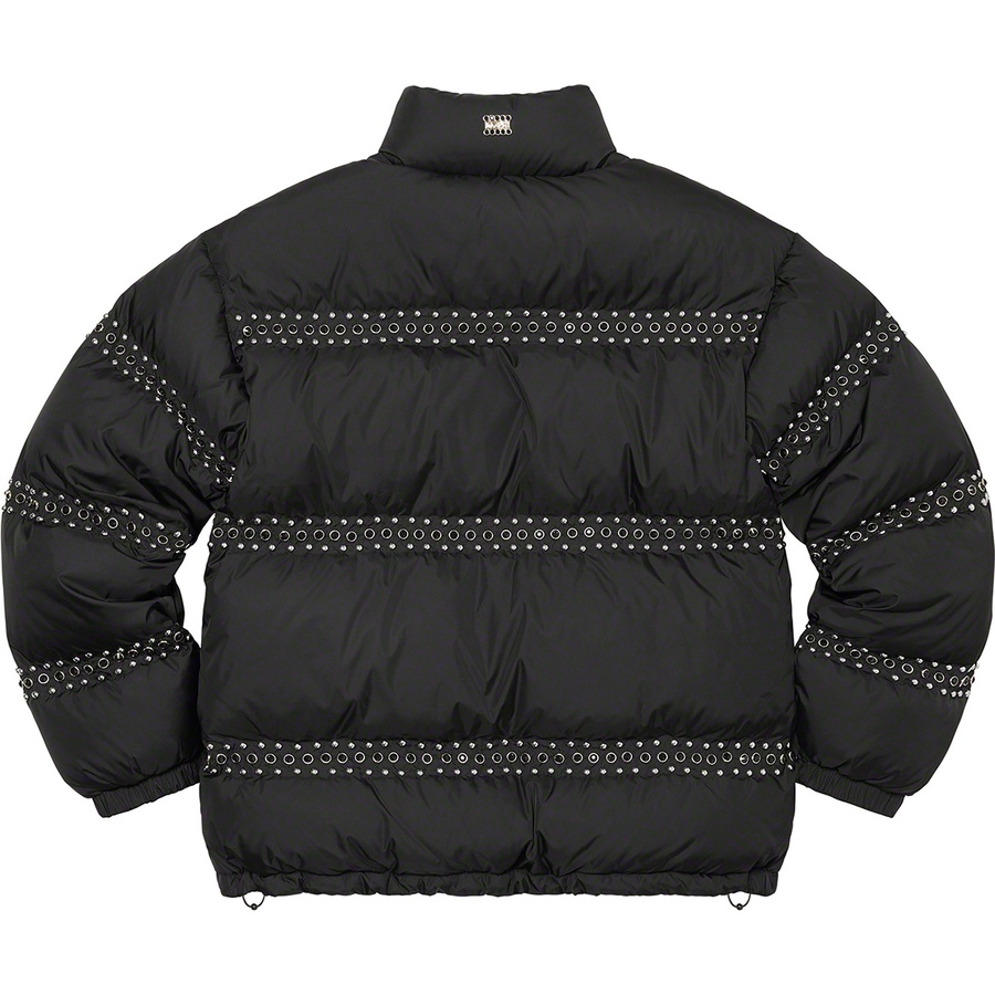 Details on Supreme B.B. Simon Studded Puffer Jacket Black from spring summer
                                                    2022 (Price is $698)