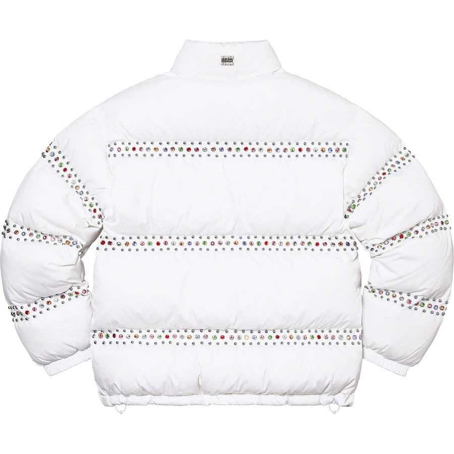 Details on Supreme B.B. Simon Studded Puffer Jacket White from spring summer
                                                    2022 (Price is $698)