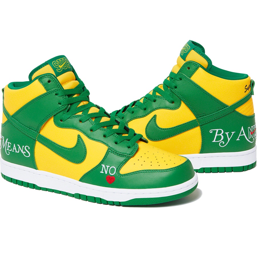 Details on Supreme Nike SB Dunk High Yellow from spring summer
                                                    2022 (Price is $128)